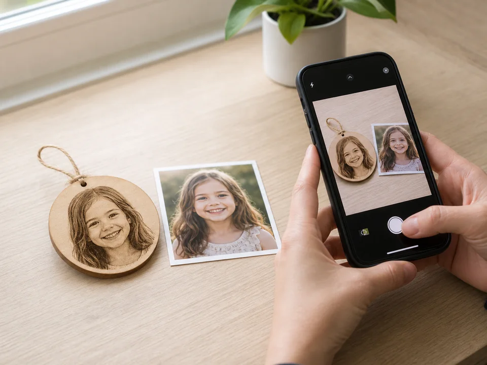 Prepared photo setup before engraving artwork generation