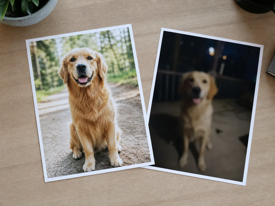 Good and poor source photo examples for engraving preparation